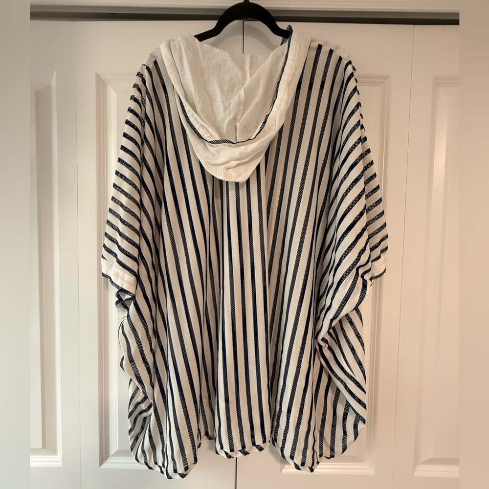 Striped Navy and White Beach Coverup One-size - Picture 2 of 3